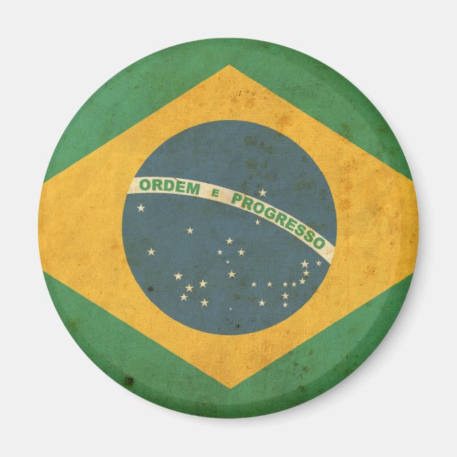 Vintage Brasiliens flagga Magnet (Framsidan)