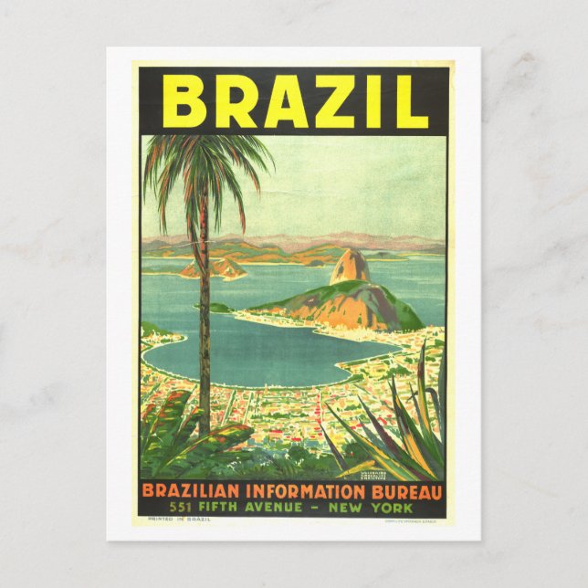 Vintage Brasiliens reseaffisch Vykort (Framsida)