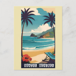 Vintage Brasiliens tropiska strandresa Vykort