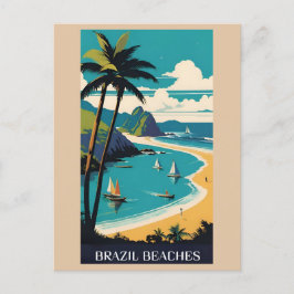 Vintage Brasiliens tropiska strandresa Vykort