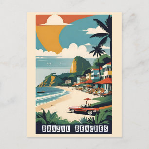 Vintage Brasiliens tropiska strandresa Vykort