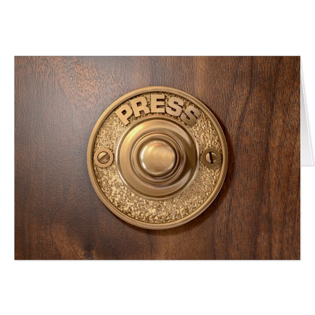 Vintage Brass Doorbell Hälsningskort (Framsidan Horizontal)