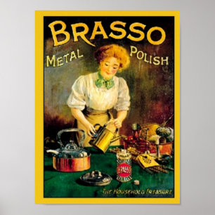 Vintage Brasso Metall polska Ad Poster