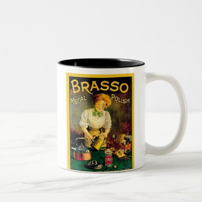 Vintage Brasso Metall polska Ad Två-Tonad Mugg (Höger)