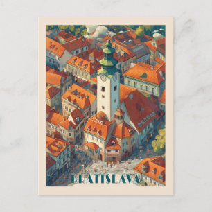 Vintage Bratislava Slovakia Travel, Old Town Torn Vykort