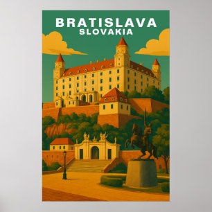 Vintage Bratislava Slovakien Europeisk Resa Poster