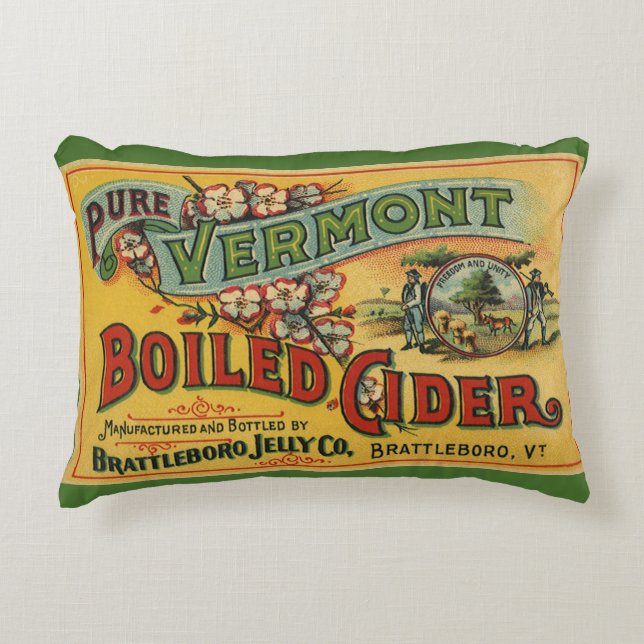 Vintage Brattleboro Jelly Boiled Cider Vermont Prydnadskudde (Framsidan)