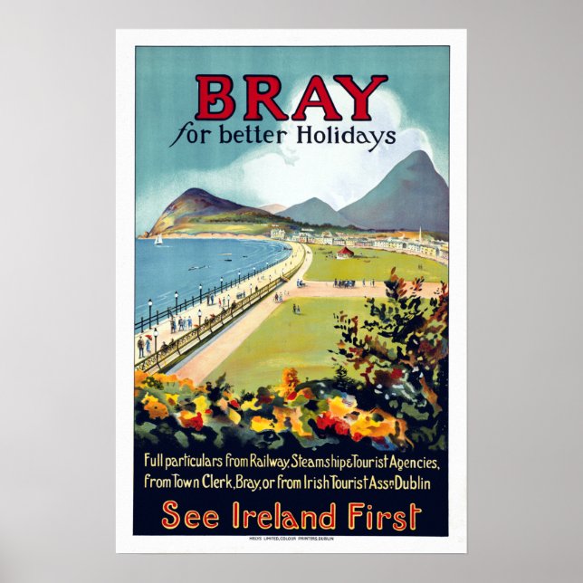 Vintage Bray Ireland Travel Poster (Framsidan)