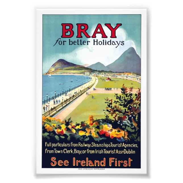 Vintage Bray Ireland Travel Poster (Framsidan)