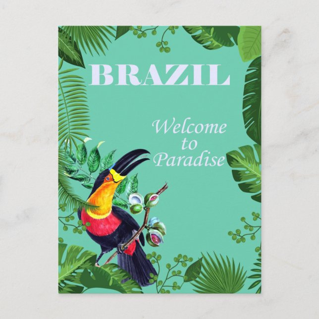 Vintage Brazil Welcome to Paradise Travel Vykort (Framsida)