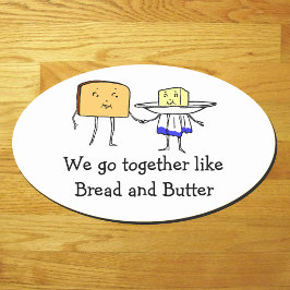 Vintage Bread and Butter Together Kärlek Sticker Ovalt Klistermärke