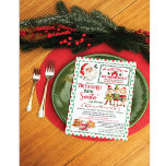 Vintage Breakfast med inbjudan till jultomte Helgd<br><div class="desc">Vintage Helgdag Breakfast med jultomten och Elves Pancakes Waffles Hett Cocoa Polka Dot Juldag Bjudeinbjudan</div>
