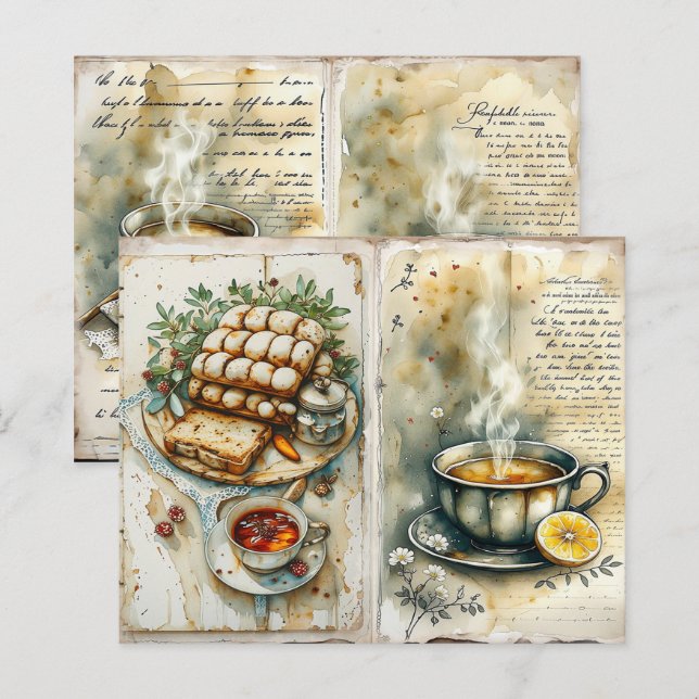 Vintage Breakfast Scrapbook Paper (Fram/baksida)