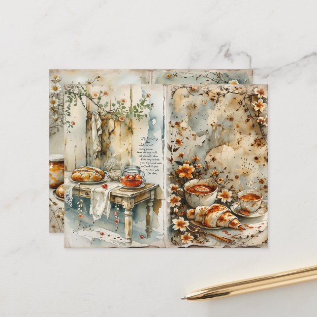 Vintage Breakfast Tea Scrapbook Paper (Fram/Back In Situ)