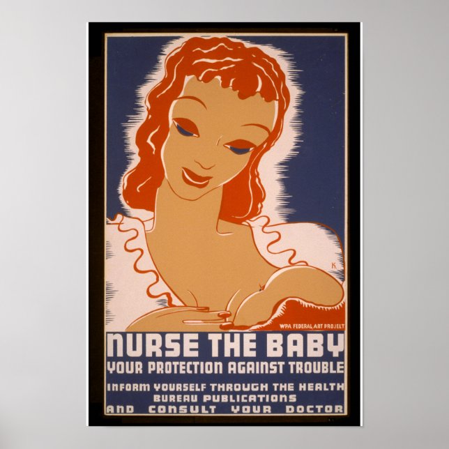 Vintage Breastfeed Baby Poster (Framsidan)