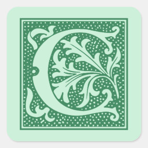 Vintage Brev C Monogram Initial Fyrkantigt Klistermärke