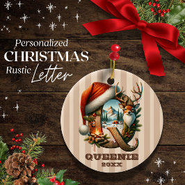 Vintage Brev Q Woodland God Jul Anpassade Julgransprydnad Keramik