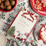 Vintage Brev till julklapp Inbjudningar<br><div class="desc">En söt, anpassningsbar vintage gör din egen ifyllbar kortmall för Brev till julönskelista med rött och vitt färg, Jultomten, julgran, ett rött band och en mistlå. Säsongen kommer att vara här snabbare än man kan säga "Santa", och denna önskelista kommer att vara perfekt för vilket barn som helst! God jul!...</div>
