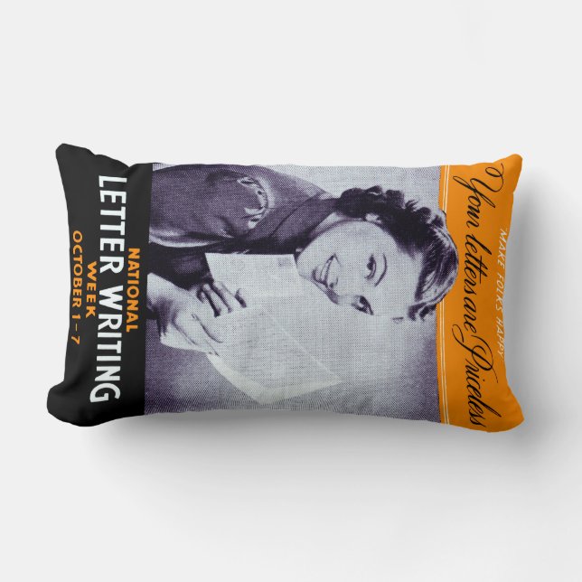 Vintage Brev Writing Lumbarkudde (Framsida)