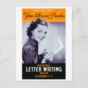 Vintage Brev Writing Vykort
