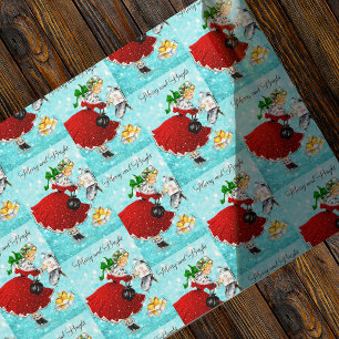 Vintage-brevlåda röd glitter-flicka presentpapper