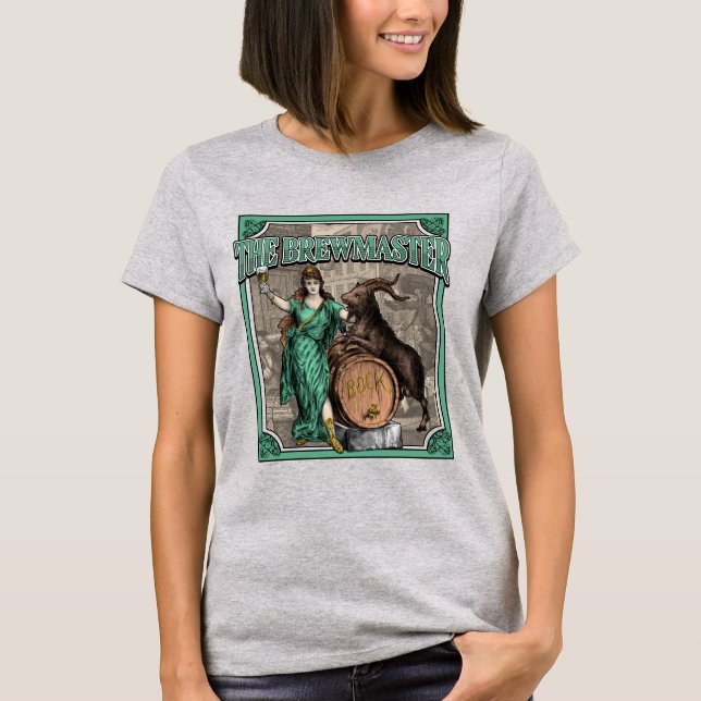 Vintage Brewmaster Woman och Goat T Shirt (Framsida)