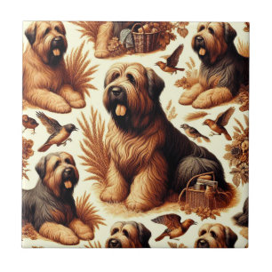 Vintage Briard Hund Sömlös Kakelplatta