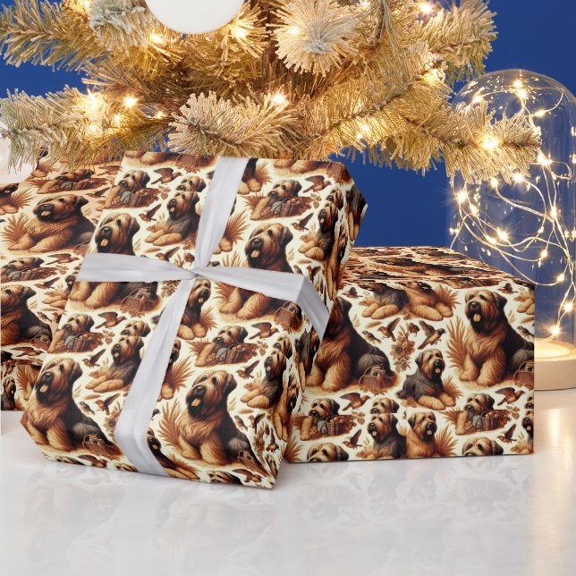 Vintage Briard Hund Sömlös Presentpapper (Helgdagar)