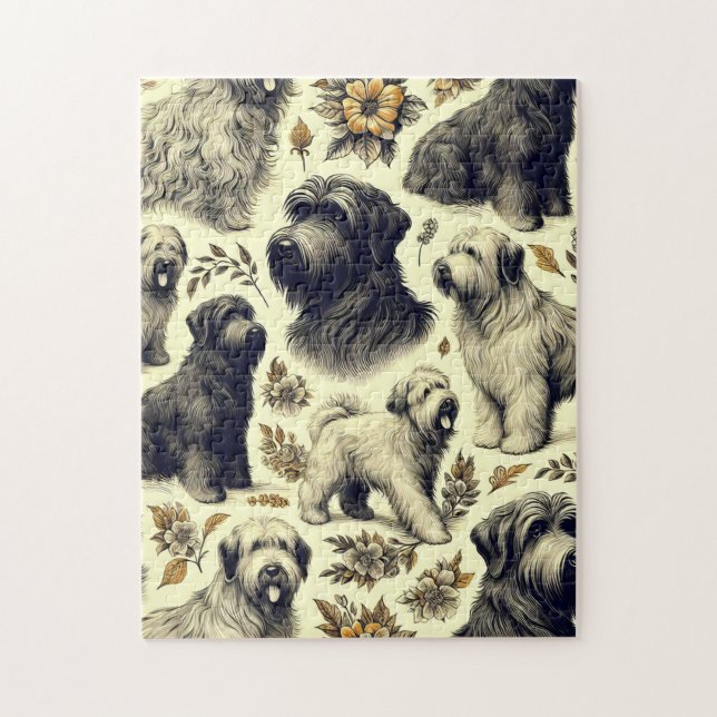 Vintage Briard Hund Sömlös Pussel (Vertikal)