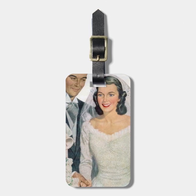 Vintage Bride and Groom Bagagebricka (Vertikal Framsida)