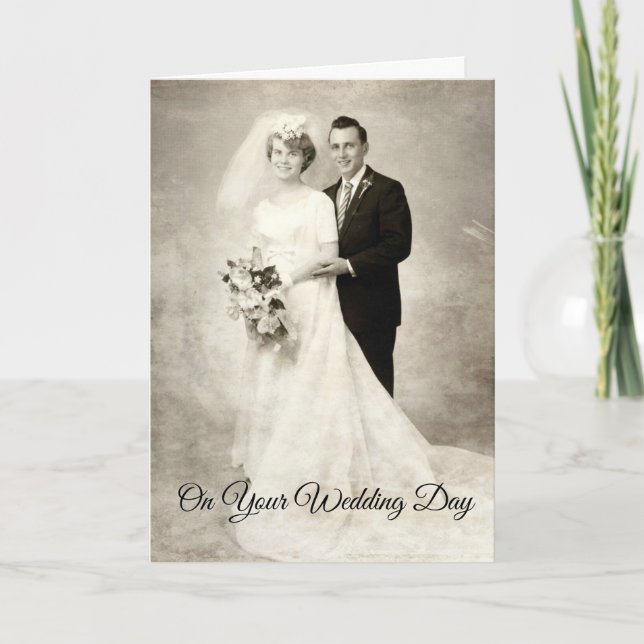 Vintage Bride and Groom Kort (Framsida)