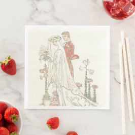 Vintage Bride and Groom Old Fashioned Bröllop Pappersservett