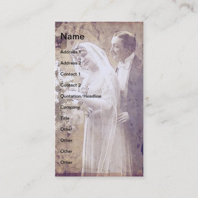 Vintage Bride and Groom Visitkort (Framsida)