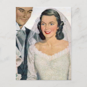 Vintage Bride and Groom Vykort