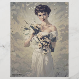 Vintage Bride Blommigt Personal 1920s ScrapbookPap