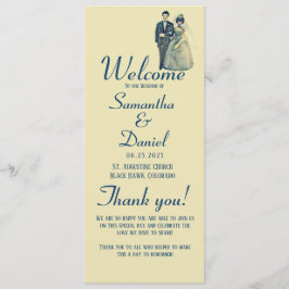 Vintage Bride Groom Bröllop Ceremony Program