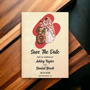 Vintage Bride Groom Retro Bröllop spara datum Inbjudningar