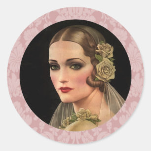 Vintage Bride med Ro Runt Klistermärke