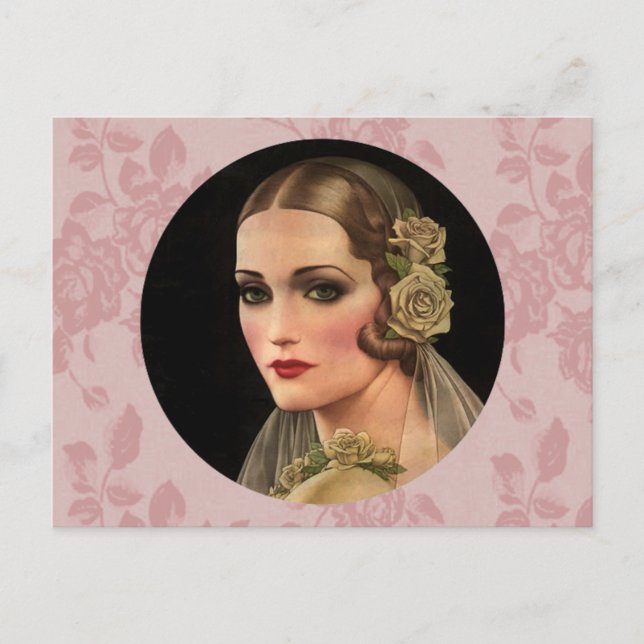 Vintage Bride med Ro Vykort (Framsida)