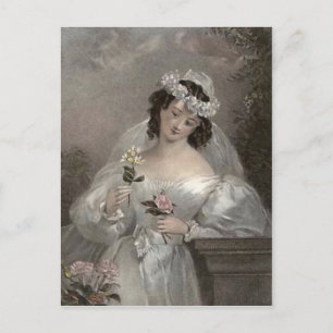Vintage Bride with Flowers Vykort