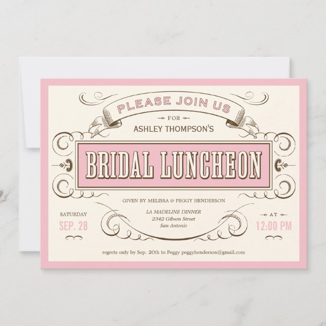 Vintage Bridesmaid Luncheon-inbjudan Inbjudningar (Framsida)