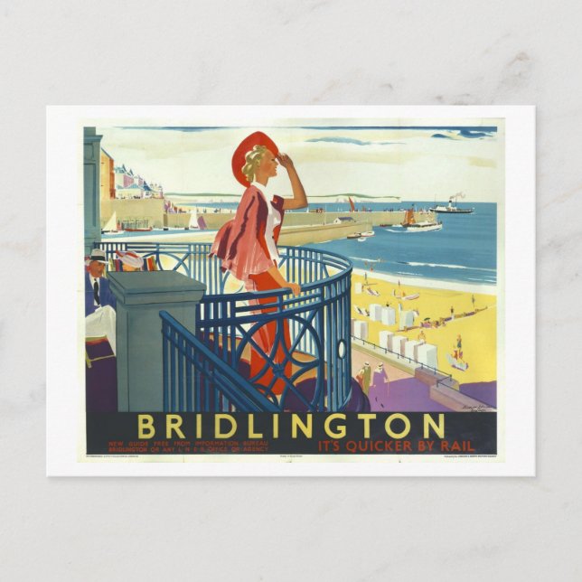 Vintage Bridlington-resemaljskort Vykort (Framsida)