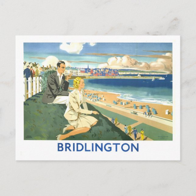 Vintage Bridlington Reseposter Postkort Vykort (Framsida)