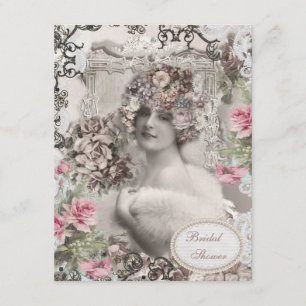 Vintage Brie med Möhippa av judar och blommor Inbjudningar