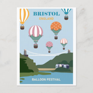 Vintage Bristol England Balloon Festival Travel Vykort