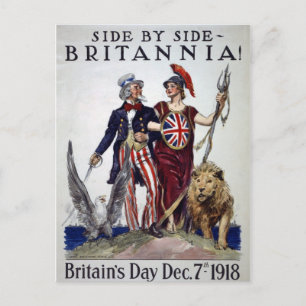 Vintage Britannia! Sida vid sida med WWI-vykort Vykort
