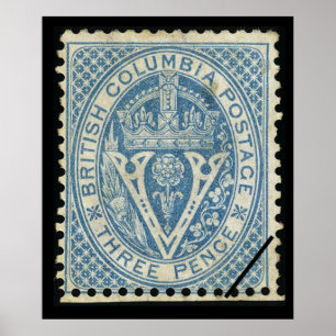 Vintage British Columbia Postage Frimärke Travel Poster
