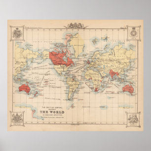 Vintage British Empire World Map (1888) Poster
