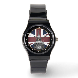 Vintage British Flagga & Big Ben, London, Förenade Armbandsur