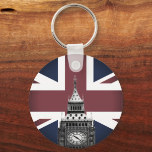 Vintage British Flagga & Big Ben, London/sport UK Nyckelring
